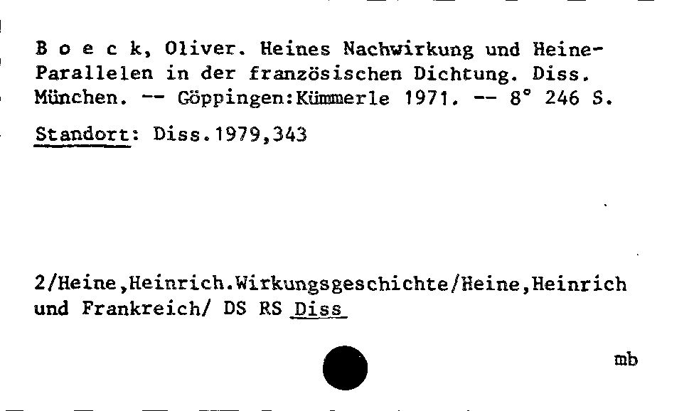 [Katalogkarte Dissertationenkatalog bis 1980]