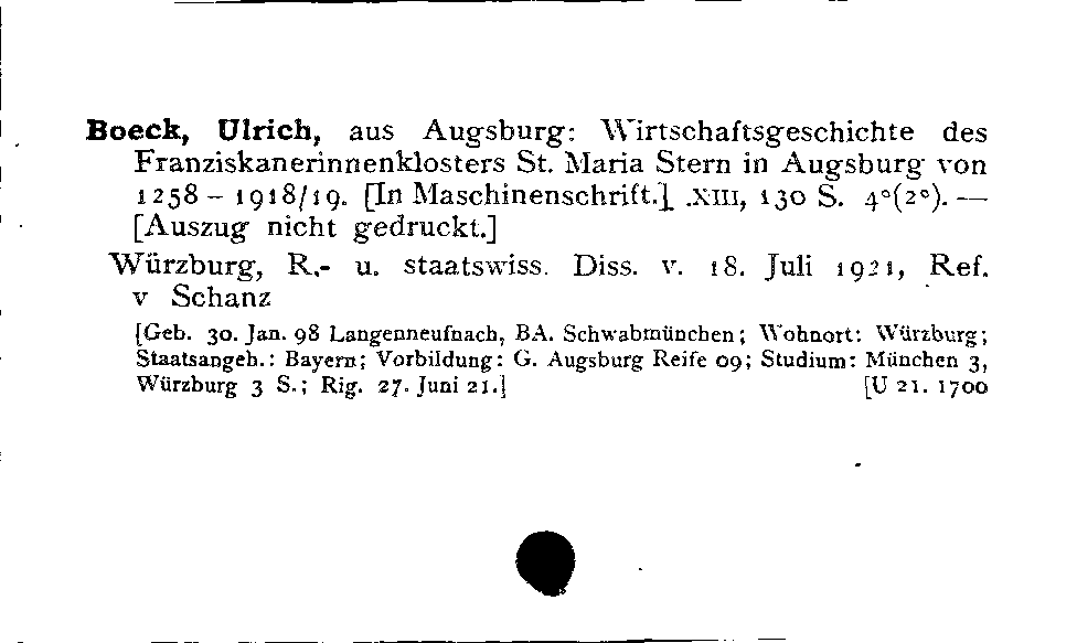 [Katalogkarte Dissertationenkatalog bis 1980]