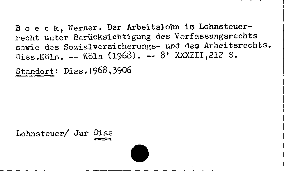 [Katalogkarte Dissertationenkatalog bis 1980]