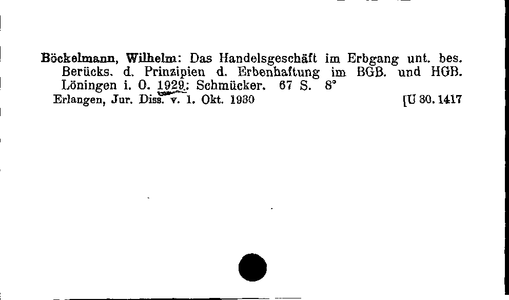 [Katalogkarte Dissertationenkatalog bis 1980]