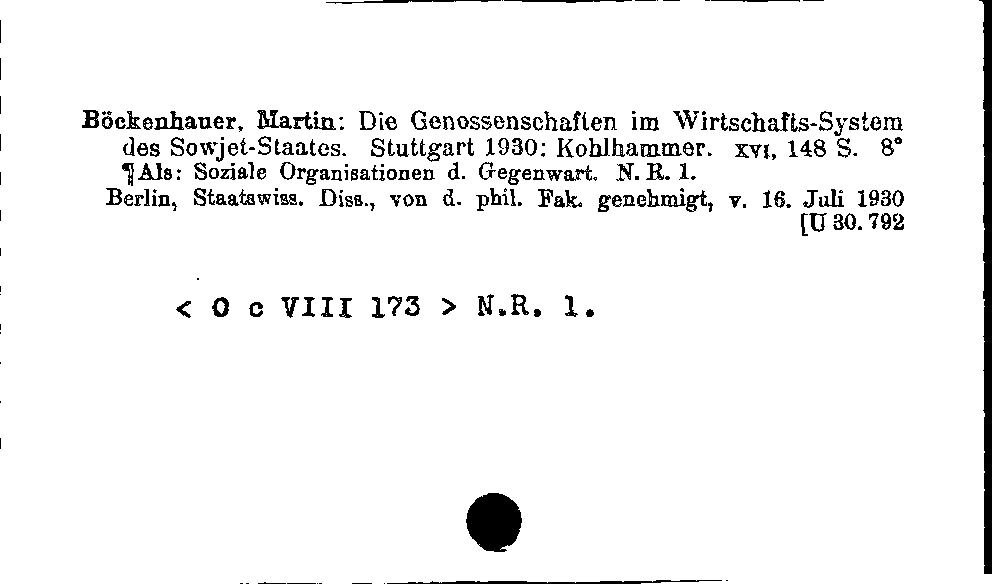 [Katalogkarte Dissertationenkatalog bis 1980]