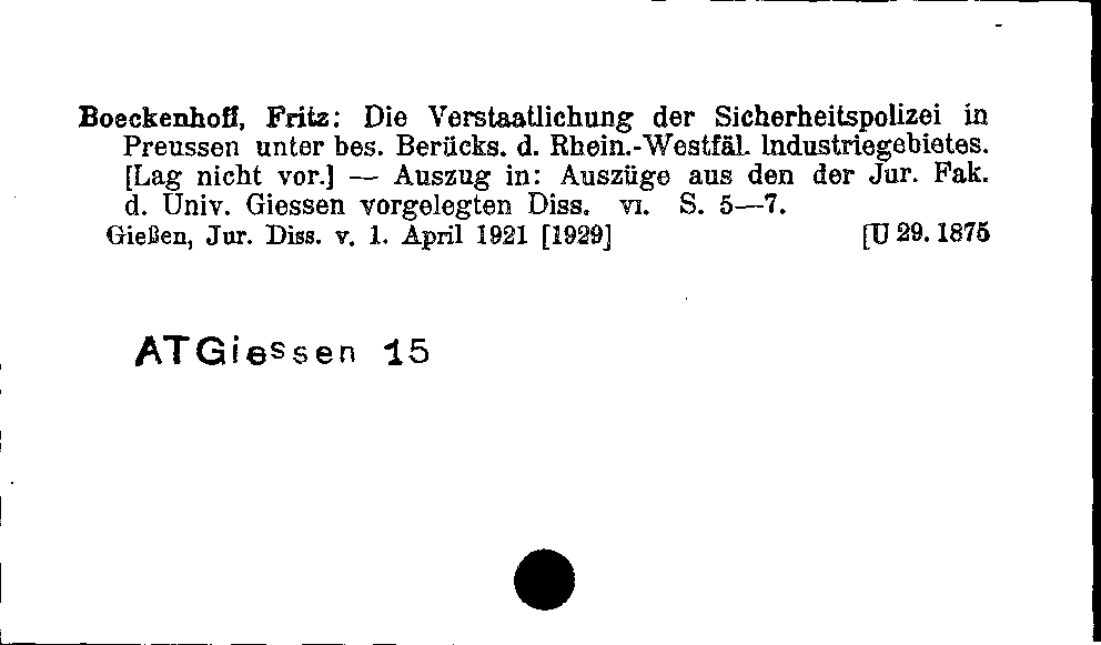 [Katalogkarte Dissertationenkatalog bis 1980]