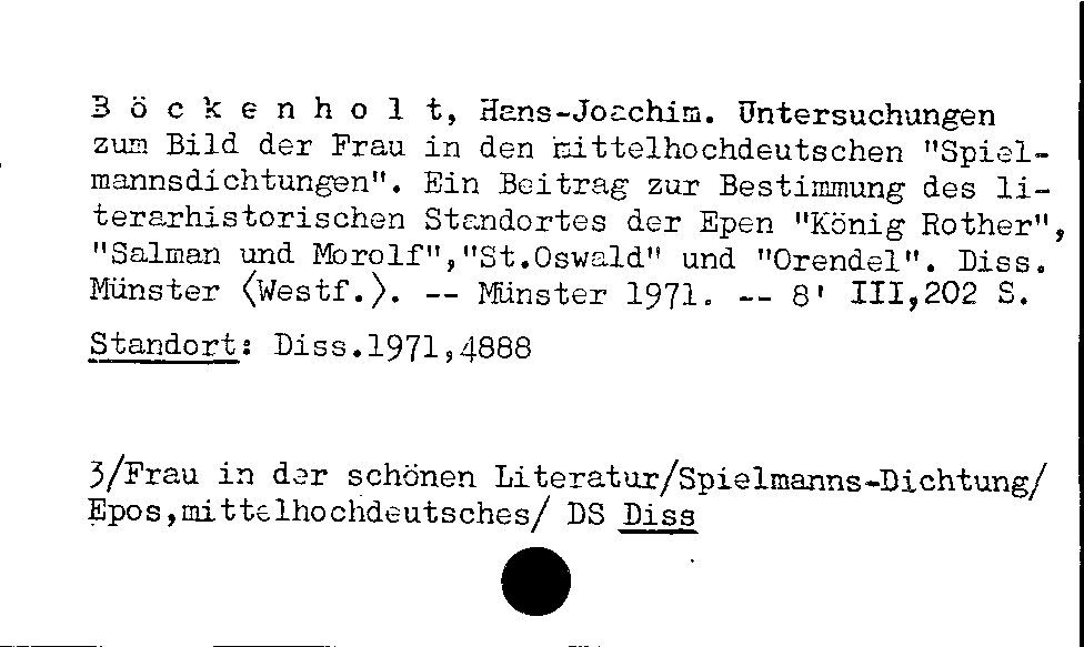 [Katalogkarte Dissertationenkatalog bis 1980]