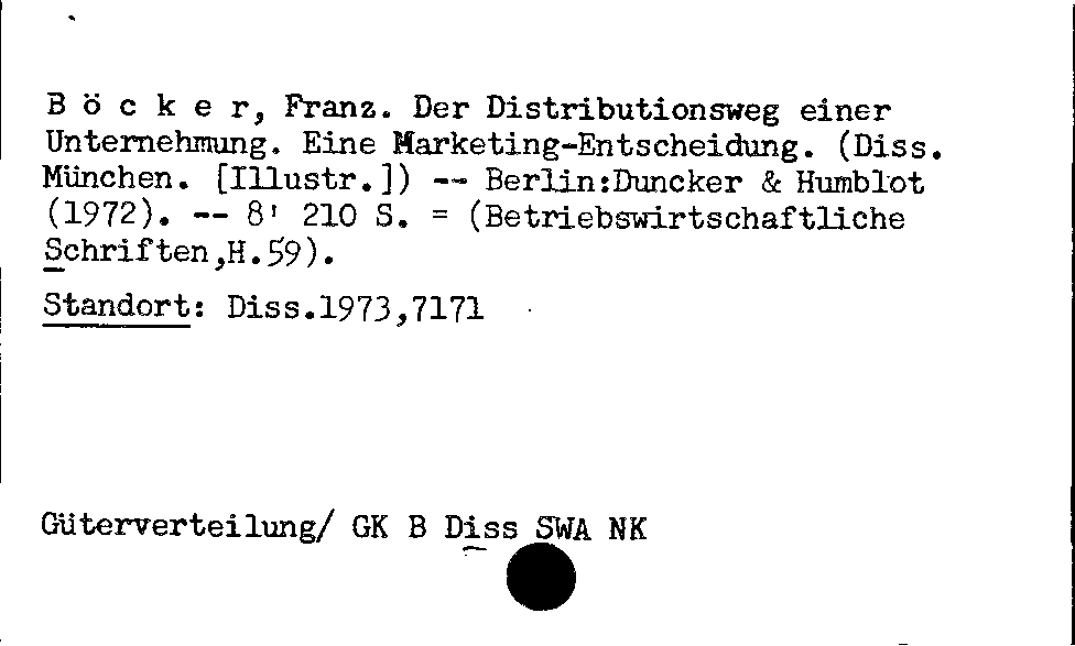 [Katalogkarte Dissertationenkatalog bis 1980]