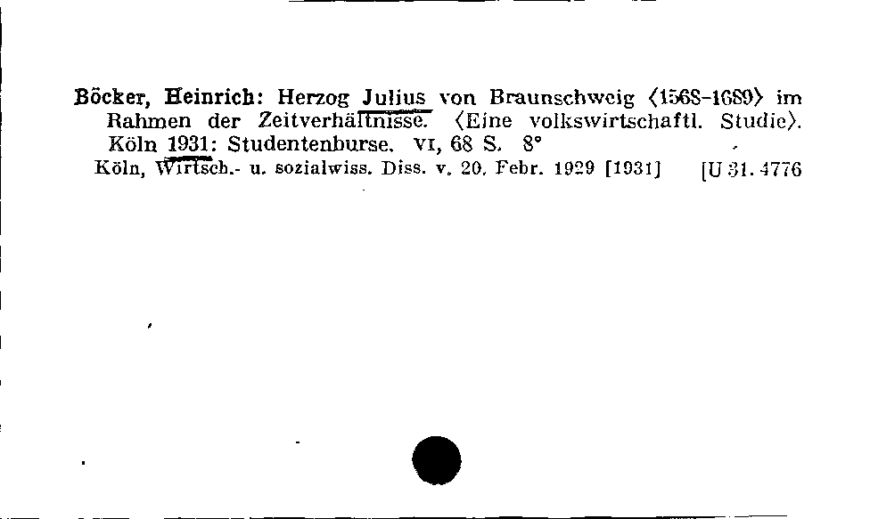 [Katalogkarte Dissertationenkatalog bis 1980]