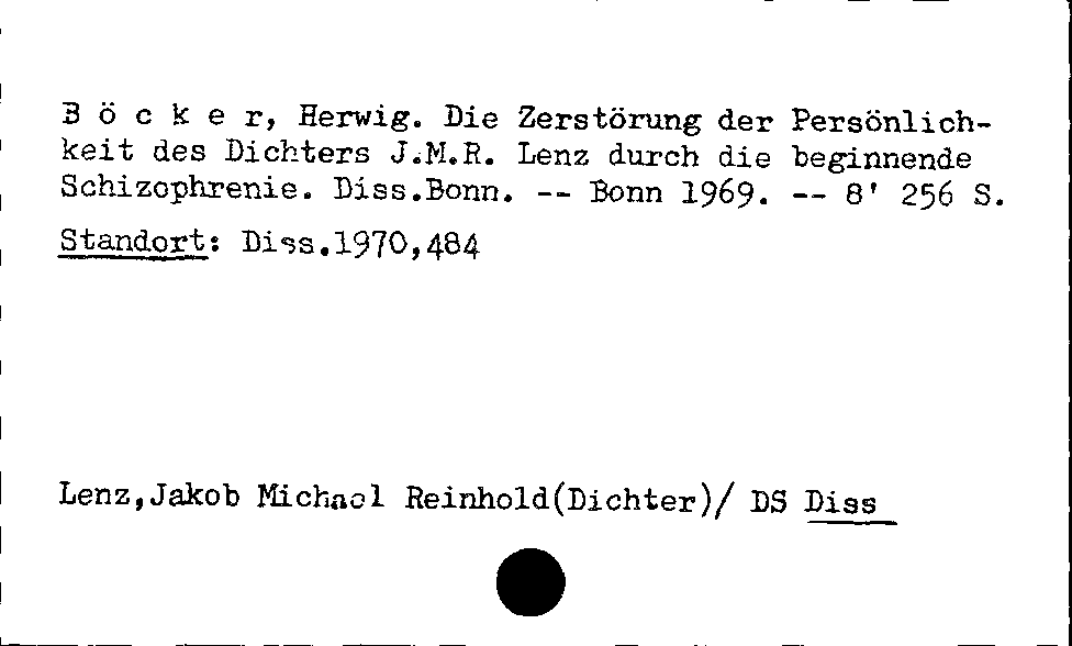 [Katalogkarte Dissertationenkatalog bis 1980]