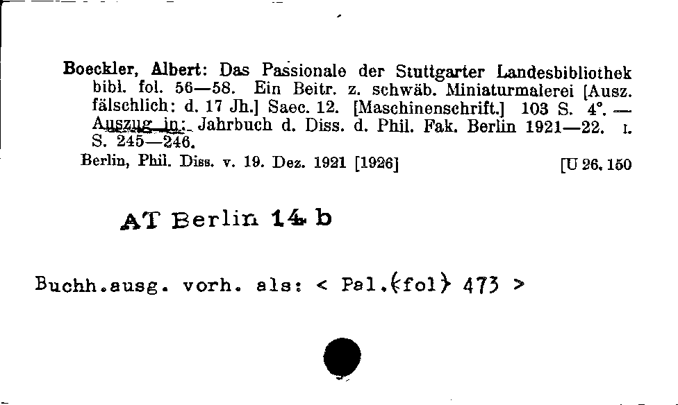 [Katalogkarte Dissertationenkatalog bis 1980]