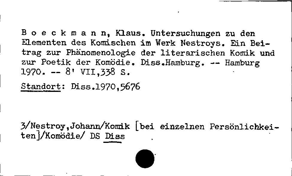 [Katalogkarte Dissertationenkatalog bis 1980]