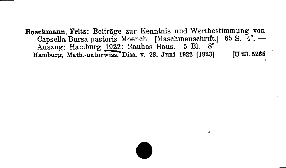 [Katalogkarte Dissertationenkatalog bis 1980]