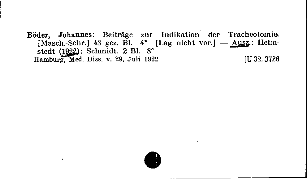 [Katalogkarte Dissertationenkatalog bis 1980]