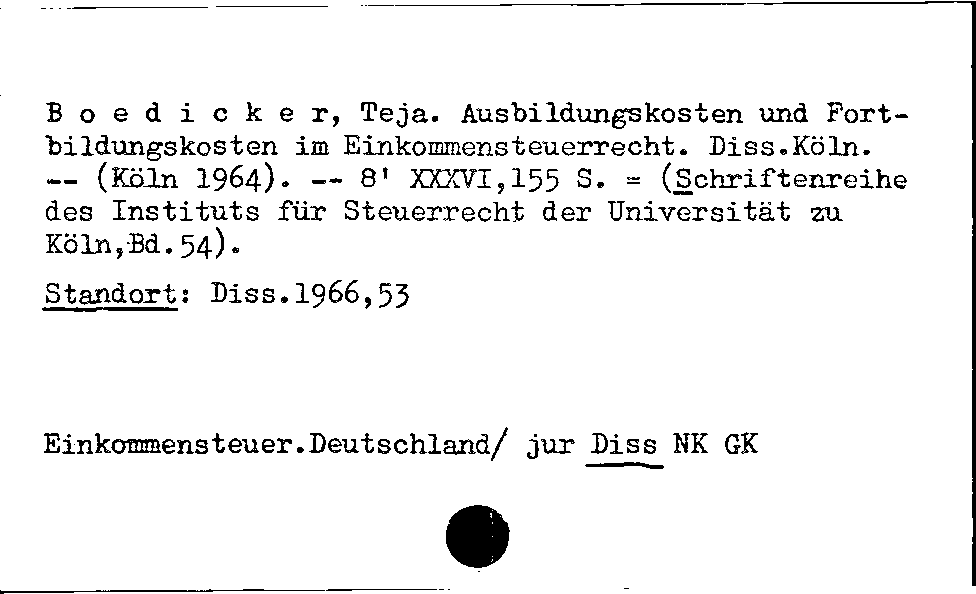 [Katalogkarte Dissertationenkatalog bis 1980]