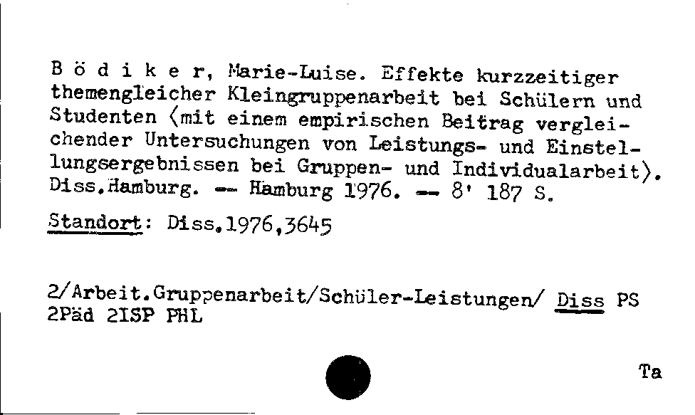 [Katalogkarte Dissertationenkatalog bis 1980]