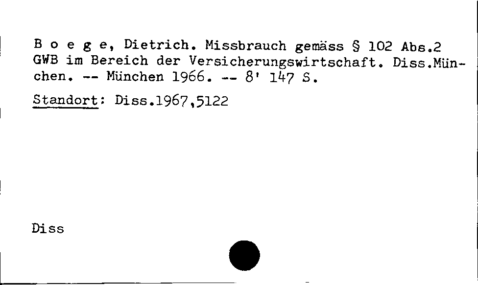 [Katalogkarte Dissertationenkatalog bis 1980]