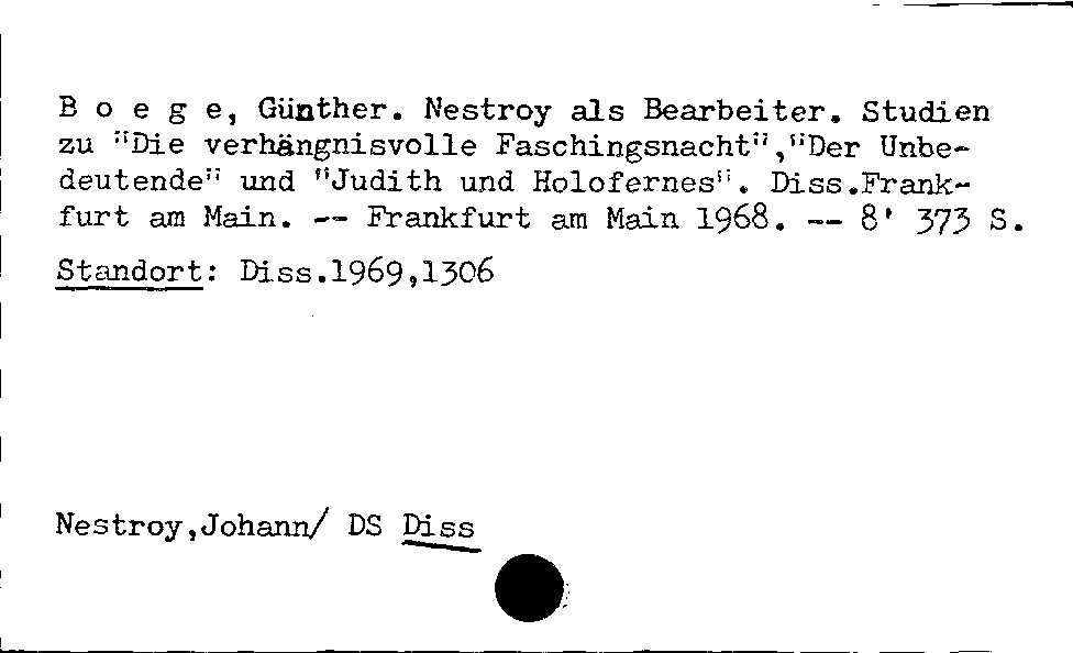 [Katalogkarte Dissertationenkatalog bis 1980]