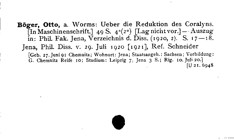 [Katalogkarte Dissertationenkatalog bis 1980]