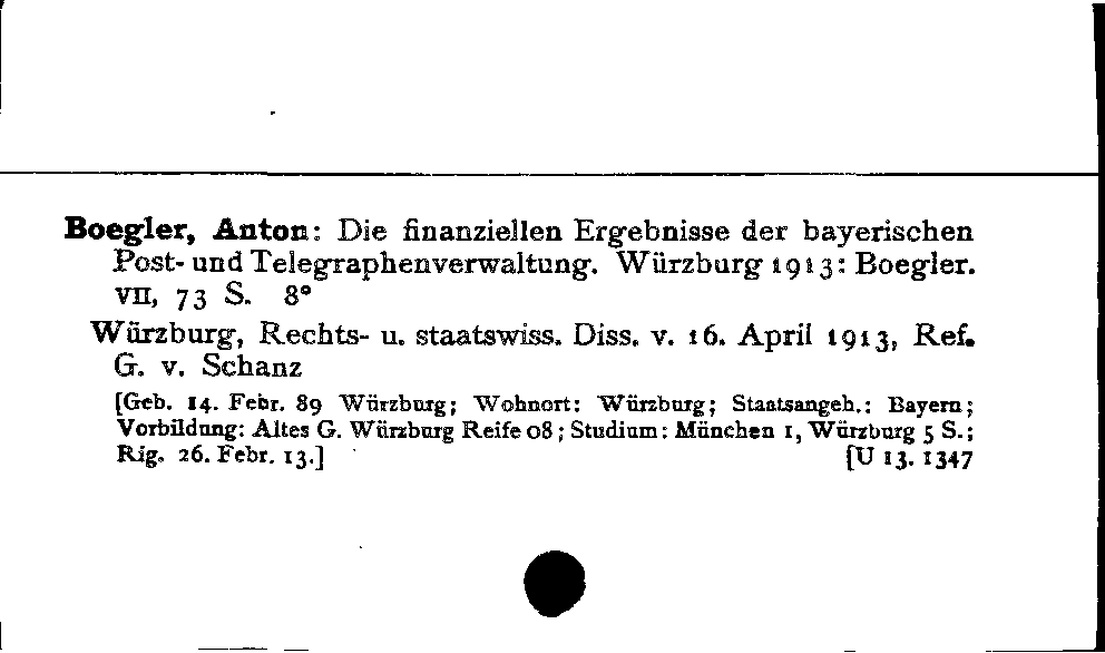 [Katalogkarte Dissertationenkatalog bis 1980]