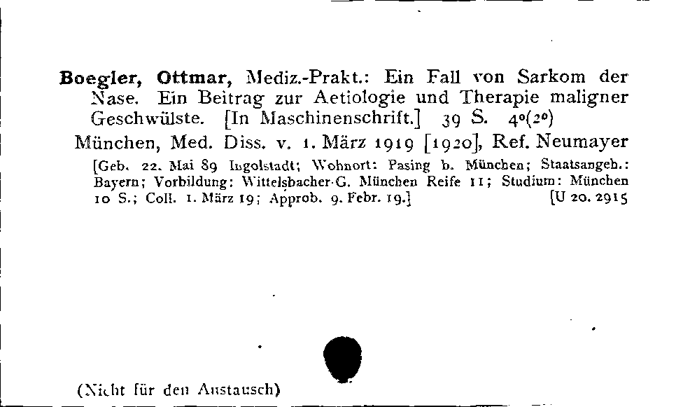 [Katalogkarte Dissertationenkatalog bis 1980]