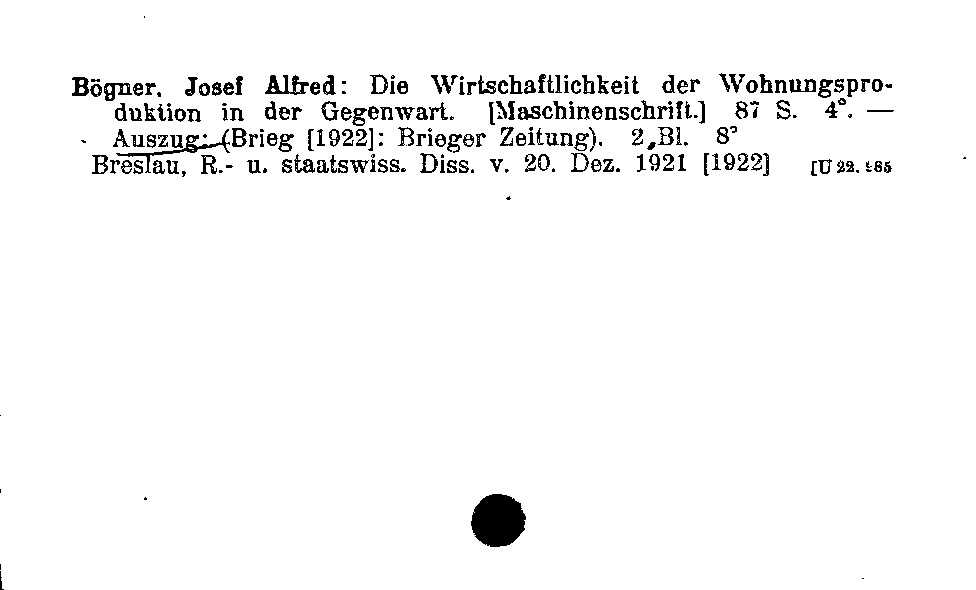 [Katalogkarte Dissertationenkatalog bis 1980]