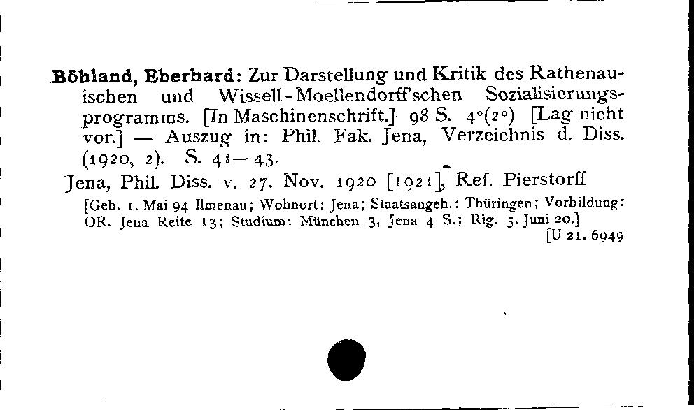 [Katalogkarte Dissertationenkatalog bis 1980]