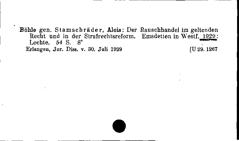 [Katalogkarte Dissertationenkatalog bis 1980]