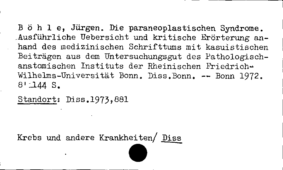 [Katalogkarte Dissertationenkatalog bis 1980]