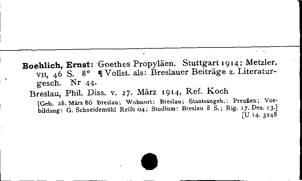 [Katalogkarte Dissertationenkatalog bis 1980]
