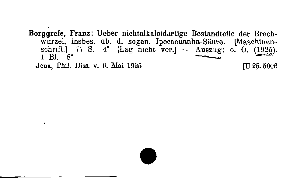 [Katalogkarte Dissertationenkatalog bis 1980]