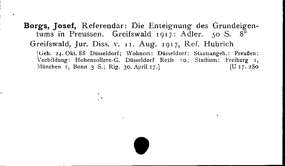 [Katalogkarte Dissertationenkatalog bis 1980]