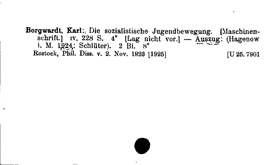 [Katalogkarte Dissertationenkatalog bis 1980]