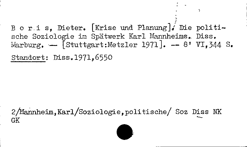 [Katalogkarte Dissertationenkatalog bis 1980]