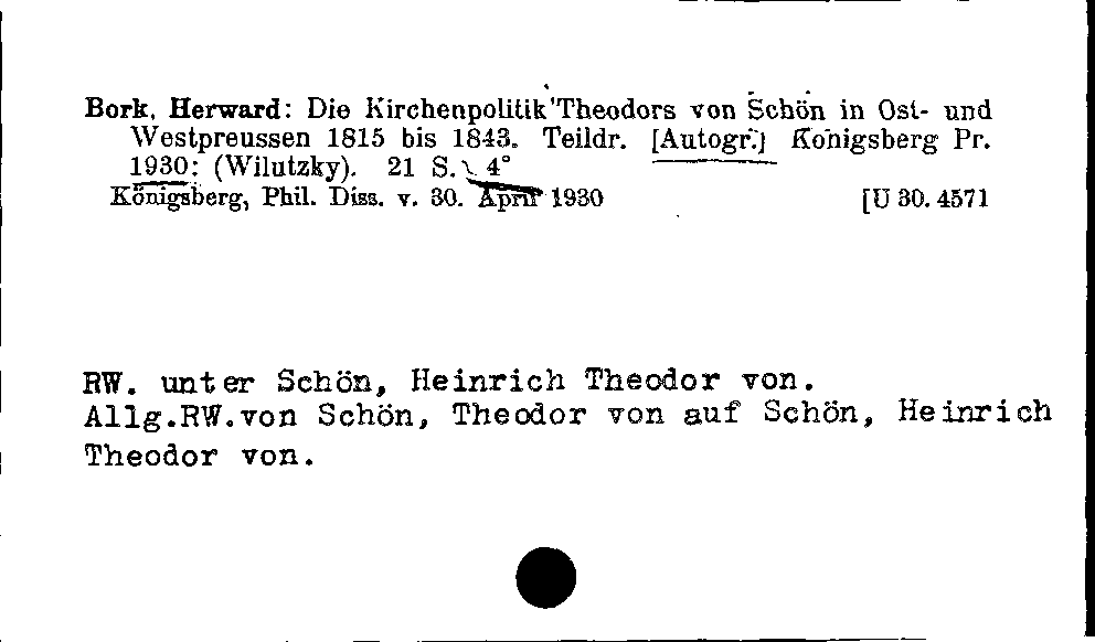 [Katalogkarte Dissertationenkatalog bis 1980]