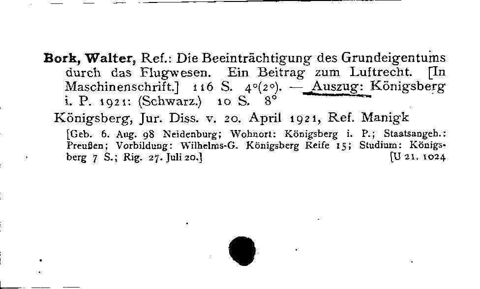 [Katalogkarte Dissertationenkatalog bis 1980]