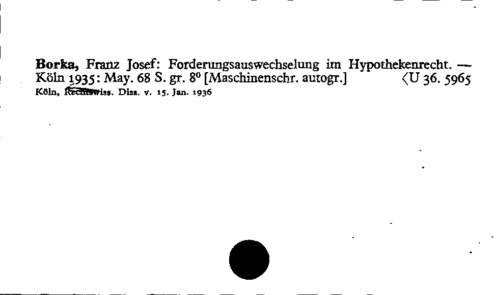 [Katalogkarte Dissertationenkatalog bis 1980]