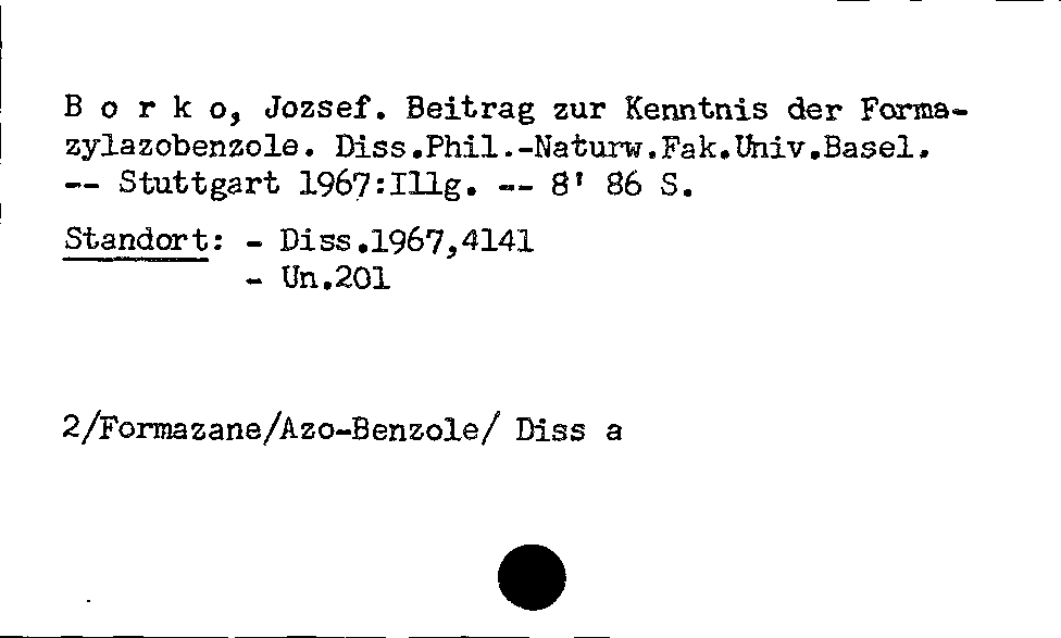 [Katalogkarte Dissertationenkatalog bis 1980]