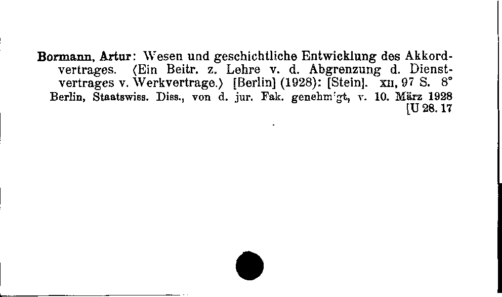 [Katalogkarte Dissertationenkatalog bis 1980]