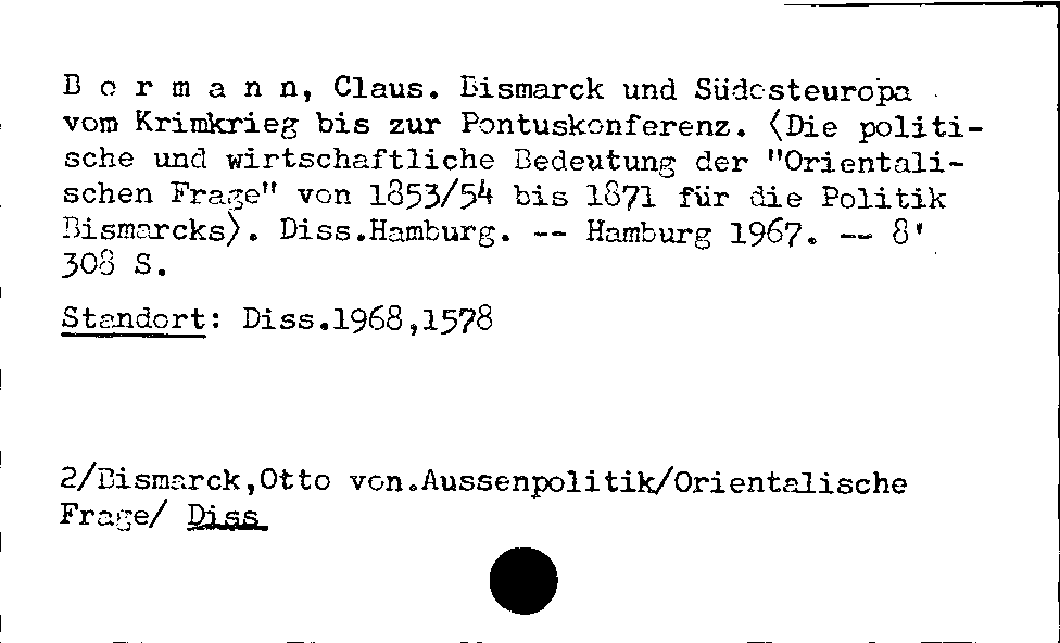 [Katalogkarte Dissertationenkatalog bis 1980]