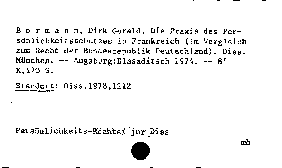 [Katalogkarte Dissertationenkatalog bis 1980]