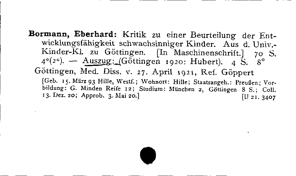 [Katalogkarte Dissertationenkatalog bis 1980]