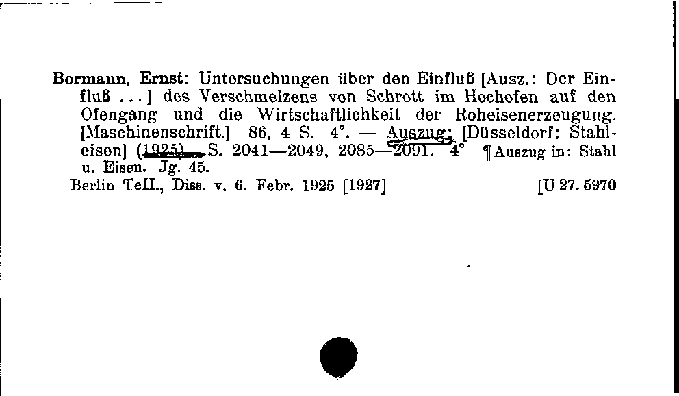 [Katalogkarte Dissertationenkatalog bis 1980]