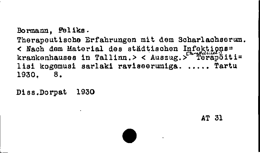 [Katalogkarte Dissertationenkatalog bis 1980]