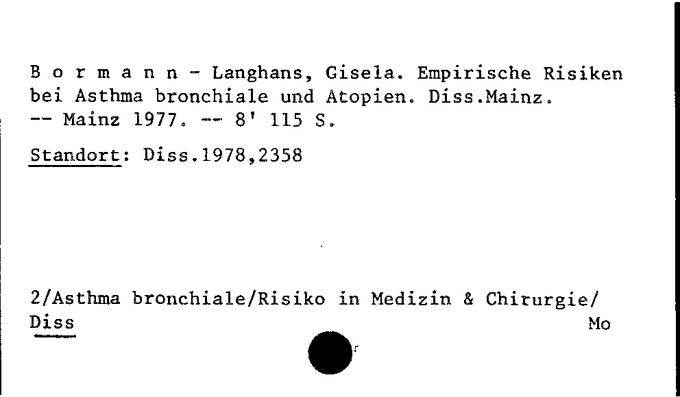 [Katalogkarte Dissertationenkatalog bis 1980]