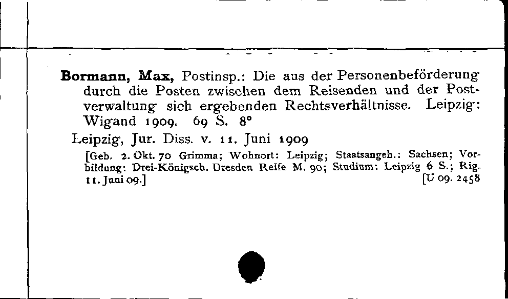 [Katalogkarte Dissertationenkatalog bis 1980]