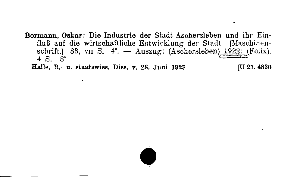 [Katalogkarte Dissertationenkatalog bis 1980]