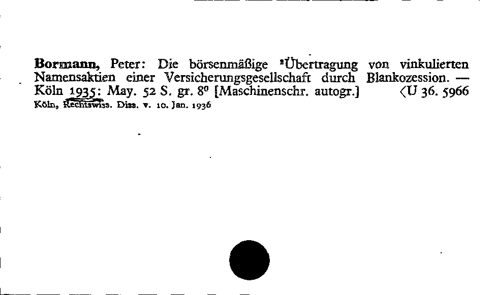 [Katalogkarte Dissertationenkatalog bis 1980]