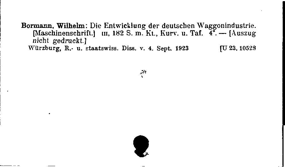 [Katalogkarte Dissertationenkatalog bis 1980]