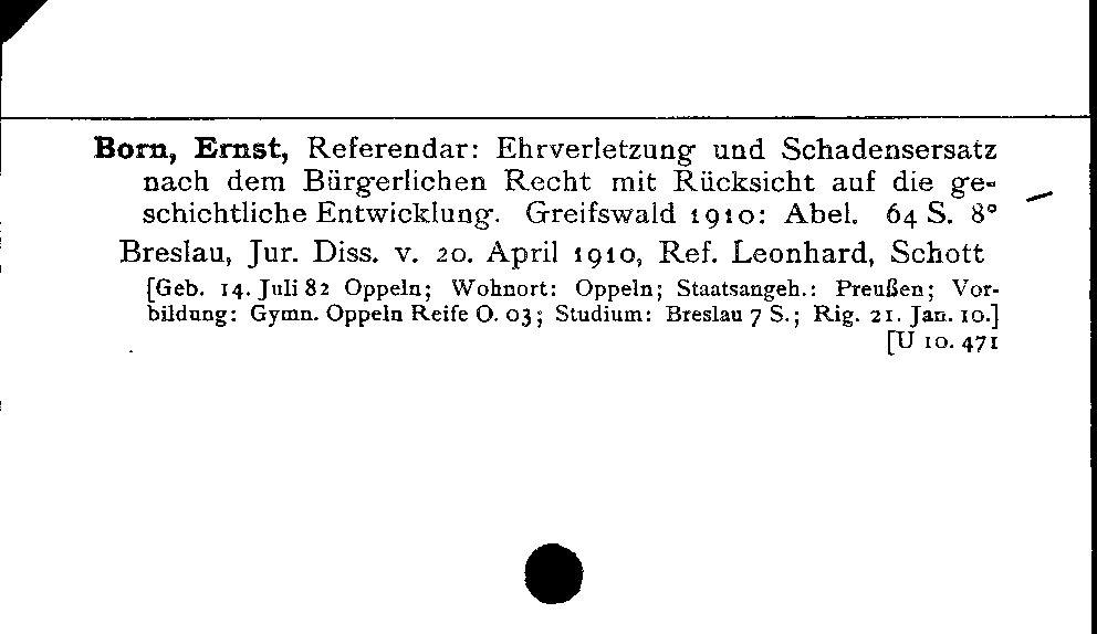 [Katalogkarte Dissertationenkatalog bis 1980]