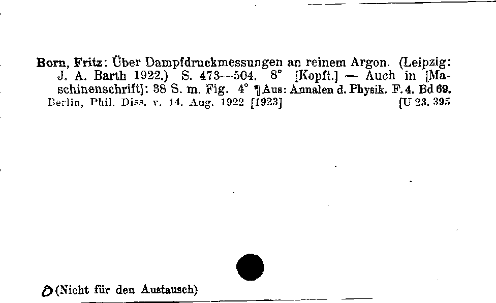 [Katalogkarte Dissertationenkatalog bis 1980]