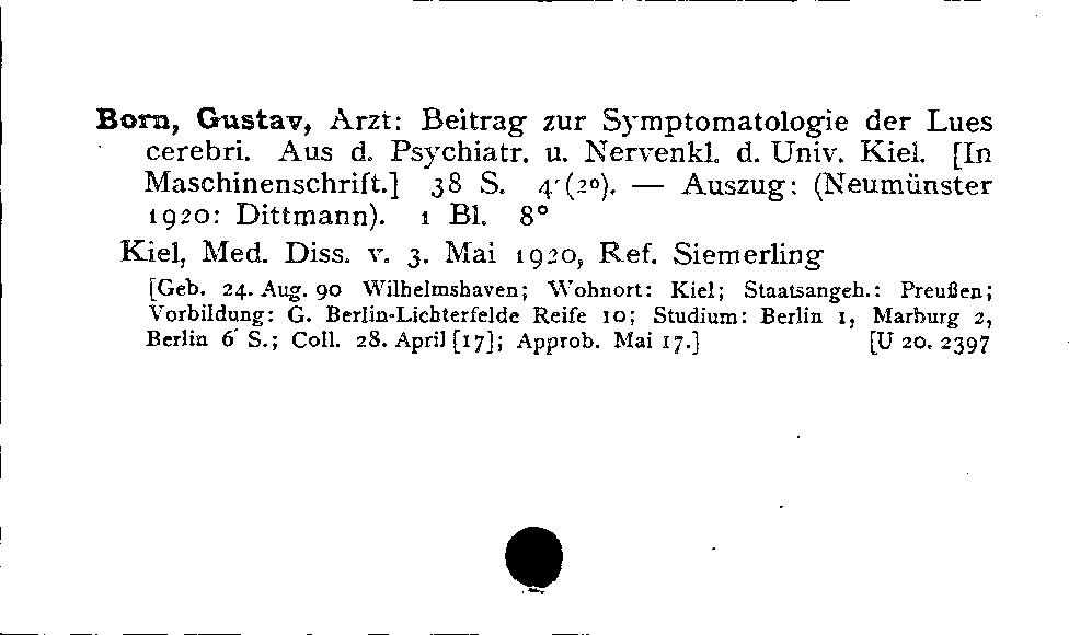 [Katalogkarte Dissertationenkatalog bis 1980]