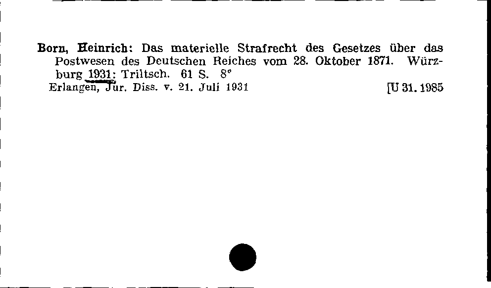 [Katalogkarte Dissertationenkatalog bis 1980]