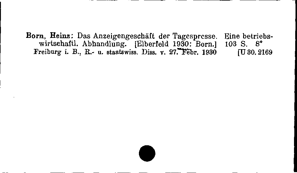 [Katalogkarte Dissertationenkatalog bis 1980]